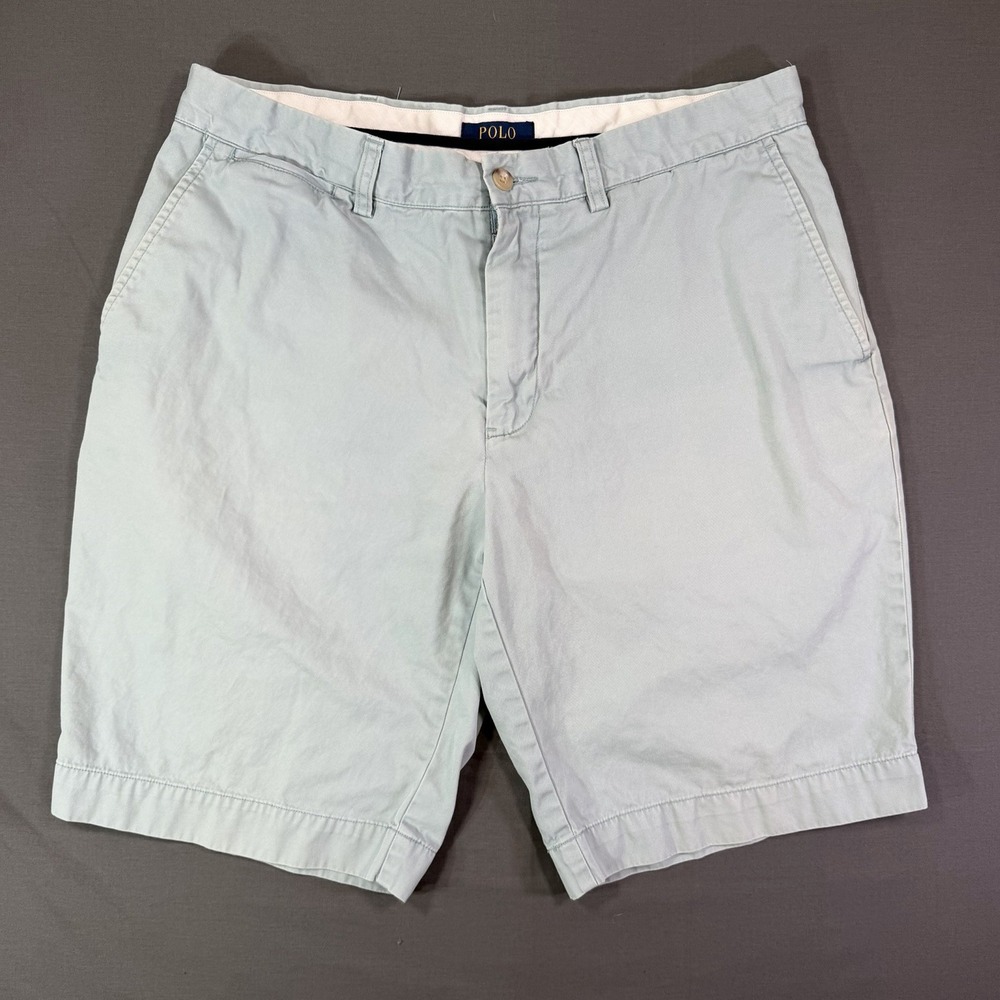 Polo Ralph Lauren Men's Size 34 Light Blue Flat-Front Cotton Chinos Shorts